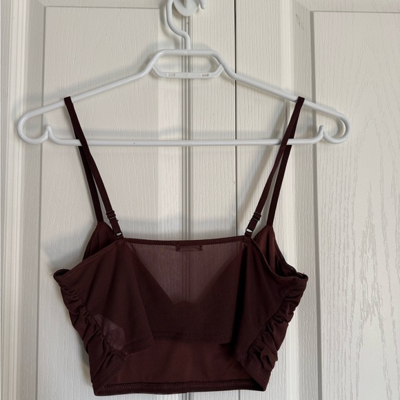 Brown Ruched Crop Top - Picture 3 of 3